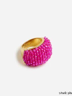 JCREW Woven Beaded Ring FESTIVAL PINK NEW NWT Size 7, 8
